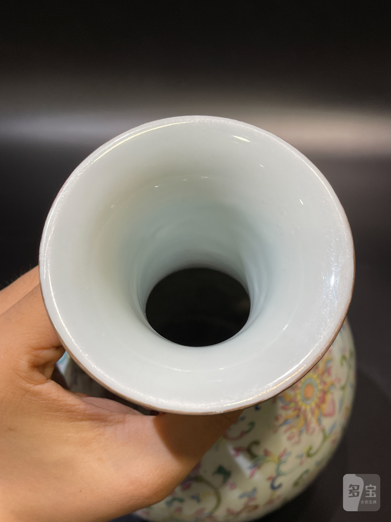 清道光 洋彩吉庆有余纹双如意耳瓶 - 图16